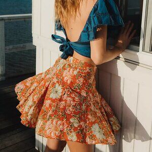 Free People End of the Island Godet Miniskirt - Lined - EUC - Size 10